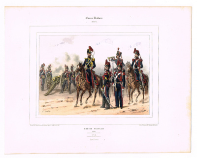 Цветная литография "Рода войск французской армии. Линейные войска. Артиллерия". Франция, вторая половина XIX века