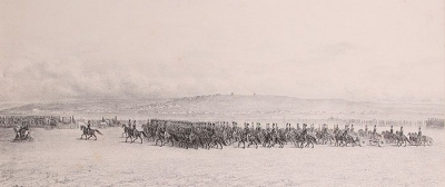 Парад артиллерии. Вознесенский лагерь. Литография. Франция, 1844 год
