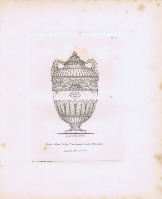 `Древняя (античная) ваза 2. Орнамент. Собственность Томаса Хоупа, эсквайра. Офорт. Англия, Лондон, 1838 год