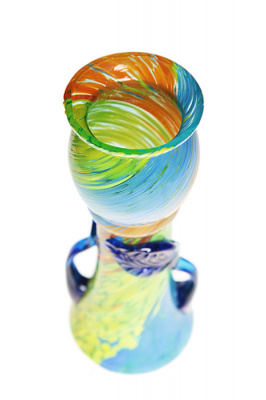 Парные вазы эпохи и стиля Art Deco, богемское стекло богатой цветовой гаммы, ручная работа. Богемия (Bohemia), конец 20-х годов ХХвека