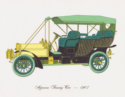 Цветная литография "Apperson Touring Car 1907 года. Туристический (прогулочный) автомобиль Апперсона". США. Нью-Йорк. 1965 год