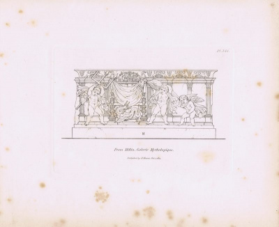 Гравюра Генри Мозес Древний (античный) орнамент из `Галереи мифологии` Миллена. Офорт. Англия, Лондон, 1838 год