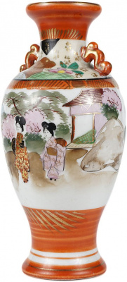 Вазочки парные миниатюрные. Фарфор, роспись, золочение. Kutani, Япония, вторая половина ХХ века