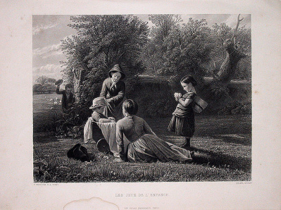 Les jeux de L'enfance. Гравюра (конец XIX века, Франция)