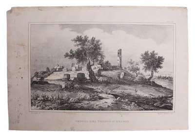 Вид на храм Геркулеса. Литография (1836 год), Италия