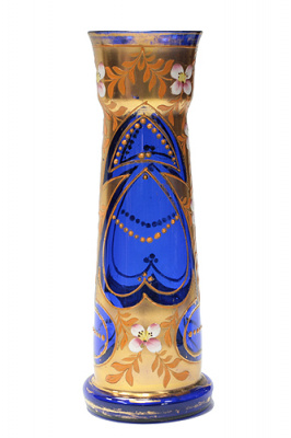 Ваза (Кобальтовое стекло, позолота, эмаль - СССР, 30-е годы ХХ века)