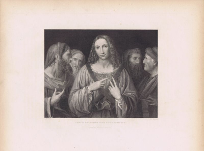 Беседа Иисуса Христа с фарисеями. Офорт. Англия, Лондон, 1836 год