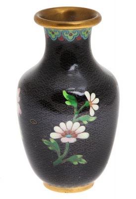 Ваза миниатюрная "Цветы востока". Металл, эмаль клуазоне, золочение, ручная работа. Китай, 1940-е гг.