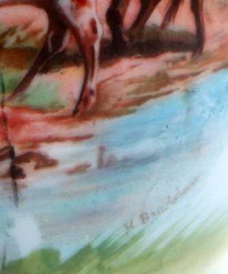 Bohemia! Парные интерьерные вазы, авторская работа. Фарфор, роспись, золочение. Высота 40 см. Victoria Schmidt, Богемия (Bohemia), начало ХХ века
