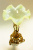 Ваза "Подсолнух". Латунь, позолота, чеканка, опаловое стекло. Австрия, около 1895 года