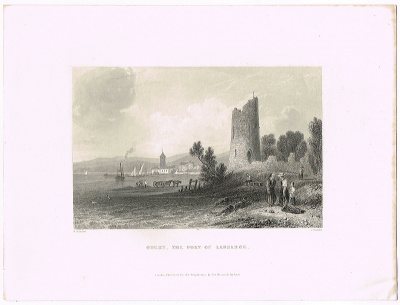 Уши, порт Лозанны. Офорт. Великобритания, 1835 год