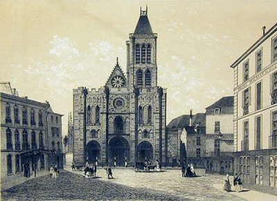 Cathedrale de St. Denis. Литография. 1850 год, Франция