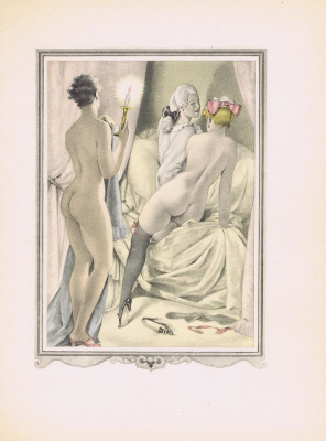 Любовь втроем. Литография, пошуар. Франция, Париж, 1950 год