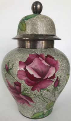 Винтажная ваза с росписью и серебром. Фарфор, серебро. Rosenthal, Германия, 1950-е годы.