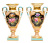Две вазы с ручками "Цветы" (Фарфор, роспись, золочение, лепнина, монтировка - Западная Европа, конец XIX века)