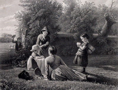 Les jeux de L'enfance. Гравюра (конец XIX века, Франция)