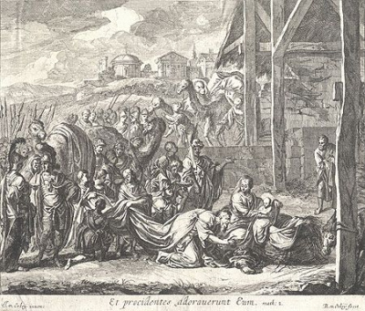 "Et procidentes adorauerunt Eum". Гравюра. Фландрия, конец XVII века