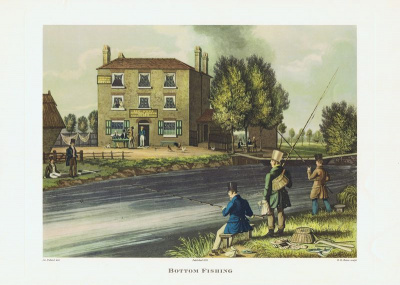 Донная рыбалка. Офсетная литография. Англия, Лондон, 1960 год