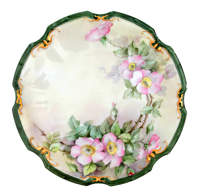Limoges начала ХХ века! Блюдо для пирожных и кексов. Фарфор, ручная роспись, золочение. Limoges, Франция, начало ХХ века