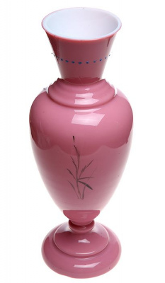 Bristol glass! Ваза "Летний букет" интерьерная викторианской эпохи. Опаловое бристольское стекло (Bristol glass) розового цвета, цветные эмали, ручная работа. Высота 31 см. Бристоль, Великобритания, начало XX века