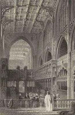 Interior of the Collegiate church, Manchester. Гравюра (первая половина XIX века), Англия