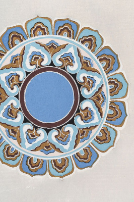 Орнамент. Ксилография с ручной раскраской. Китай, 1956 год