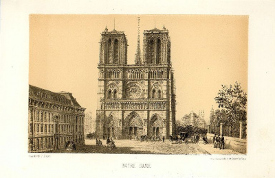 Notre Dame. Литография (конец XIX века), Париж
