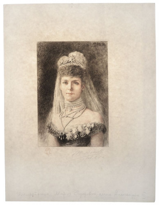Мария Федоровна, жена Александра III. Гравюра (конец XIX века), Франция