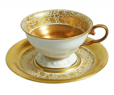 Кофейный набор (Чашка с блюдцем) "Золото". Фарфор, ручная роспись, позолота. Германия, Rosenthal, 1920-е гг.