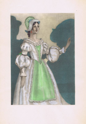 Девушка и тени. Офсетная литография, пошуар. Франция, Париж, 1948 год