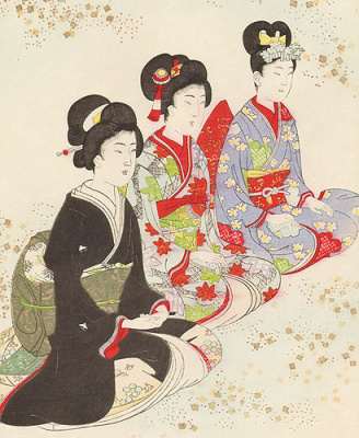 Три женщины - Гравюра (начало XX века), Япония